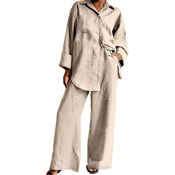 Amazon.com: HGps8w Cotton Linen 2 Piece Outfits for Women